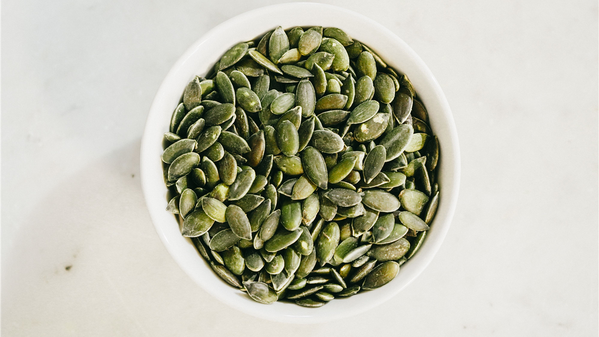 Pumpkin seeds in a bowl, a natural source of beta-sitosterol